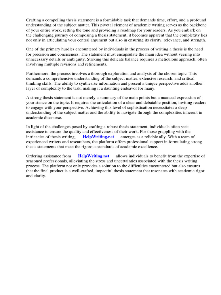 Elements of A Strong Thesis Statement | PDF | Career & Growth | Self ...