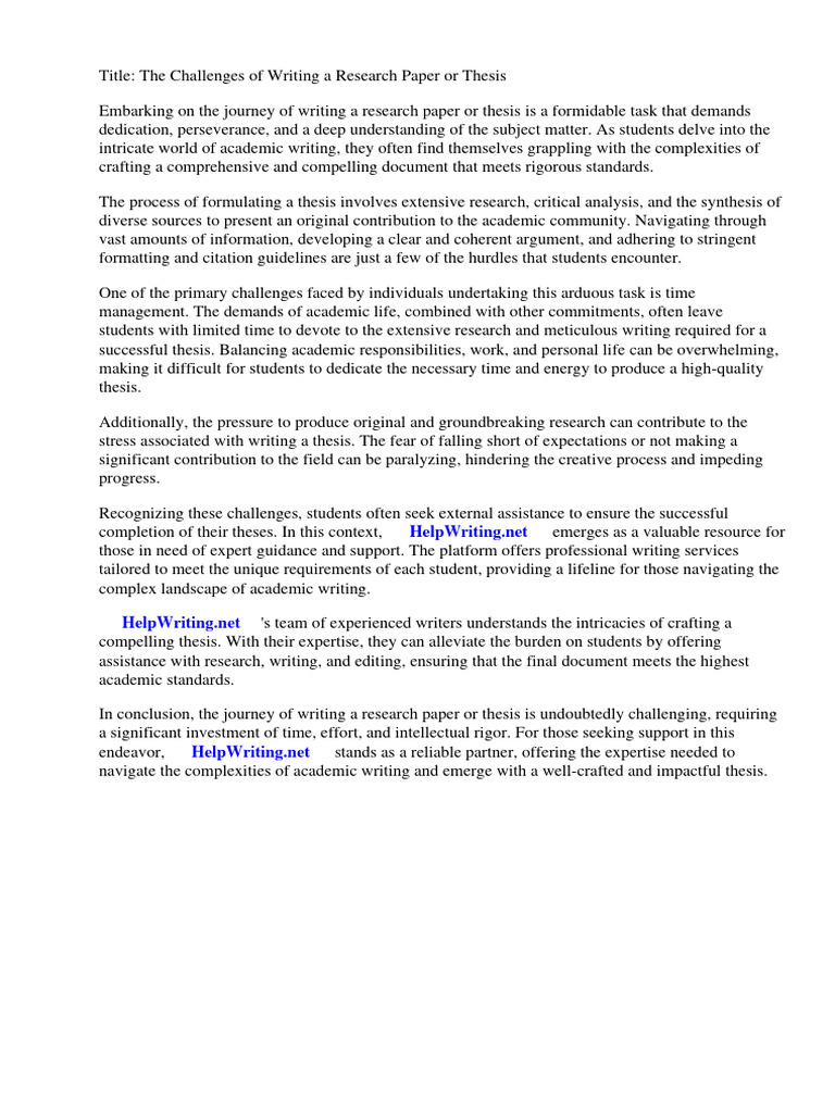 Writing A Research Paper or Thesis | PDF | Thesis | Academic Publishing