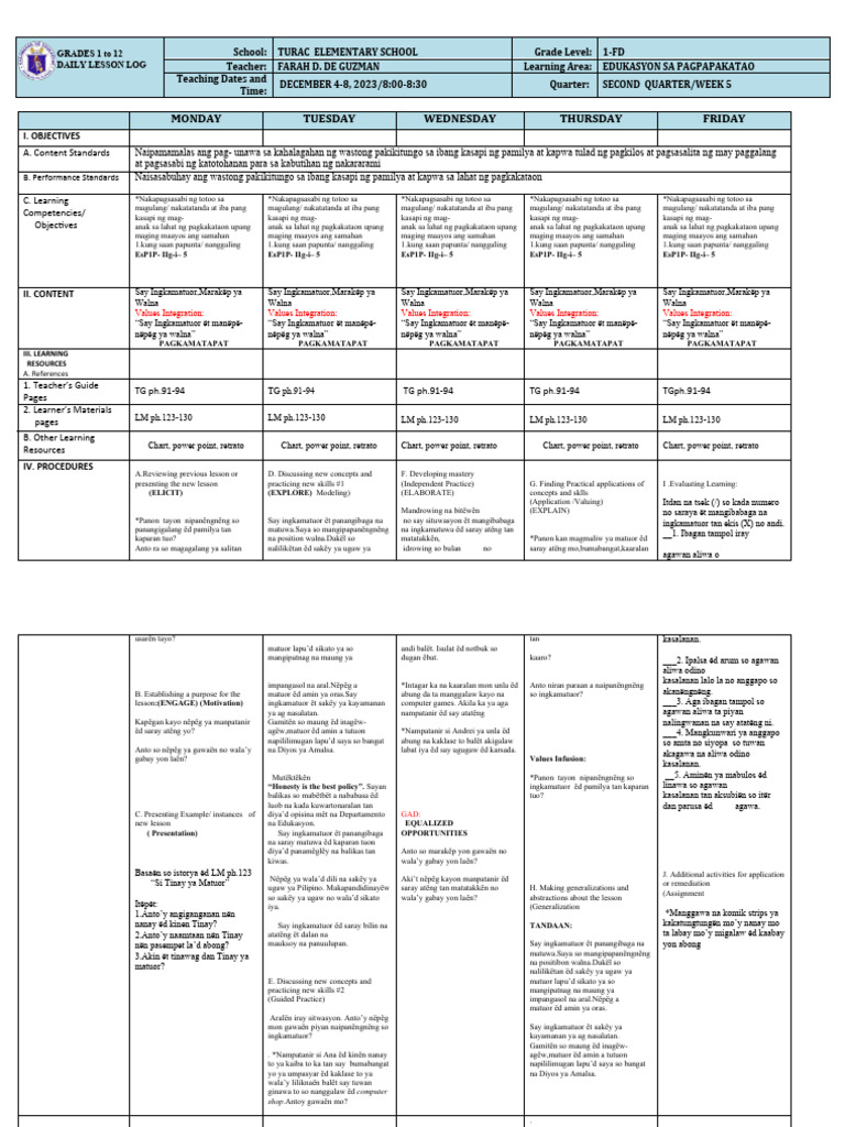 DLL Esp Q2 W5 | PDF
