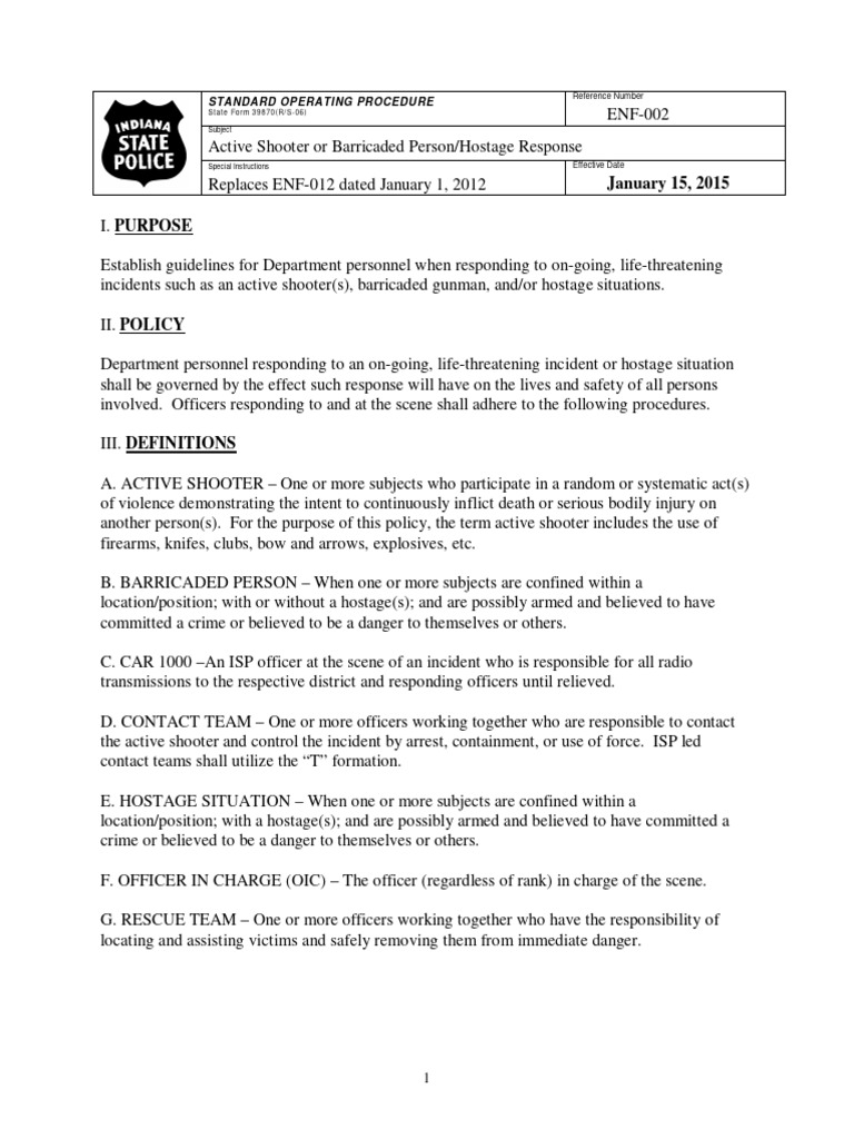 Guidelines for Hostage and Barricade Response | PDF | Police | Swat