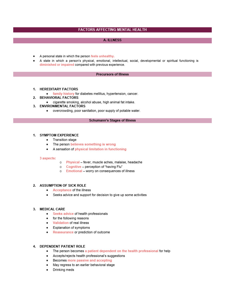 Key Factors Influencing Mental Health | PDF | Genetic Disorder | Medicine