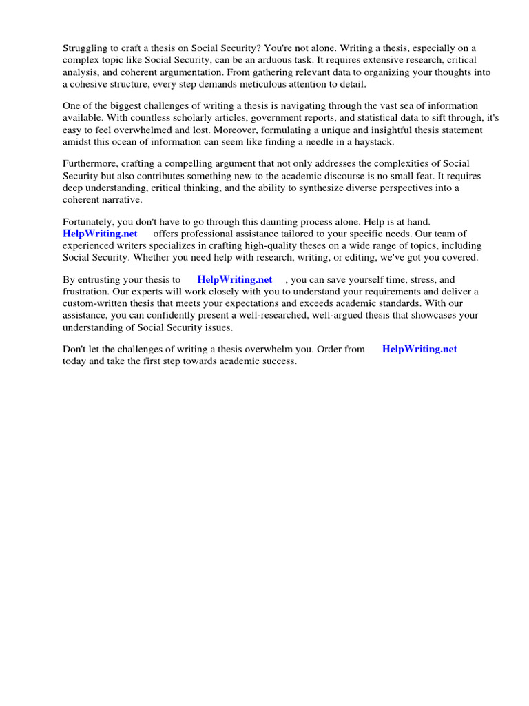 Social Security Thesis Writing Guide | PDF | Cost Of Living | Social ...