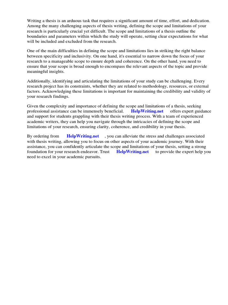 How to write scope and limitations of thesis pdf methodology science