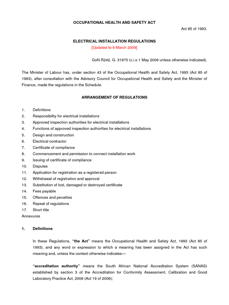 Electrical Installation Regulations 2009 | PDF | Electrician | Safety