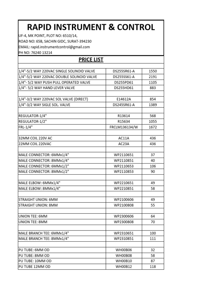 Janatics Price List PDF