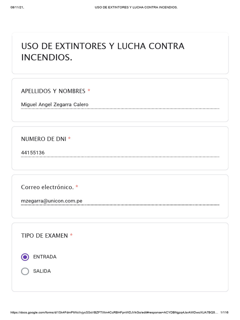 Evaluaciones de USO DE EXTINTORES Y LUCHA CONTRA INCENDIOS ...