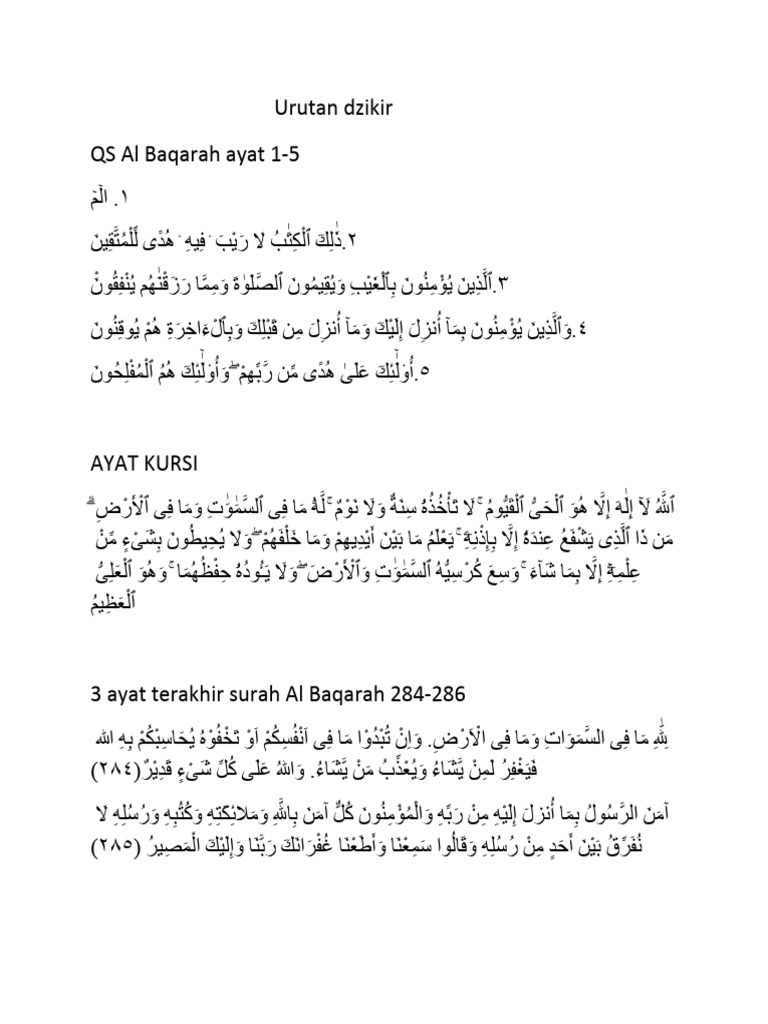 Urutan Dzikir Pdf