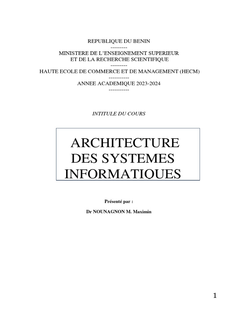 Architecture des Systèmes Informatiques | PDF | Virtualisation ...