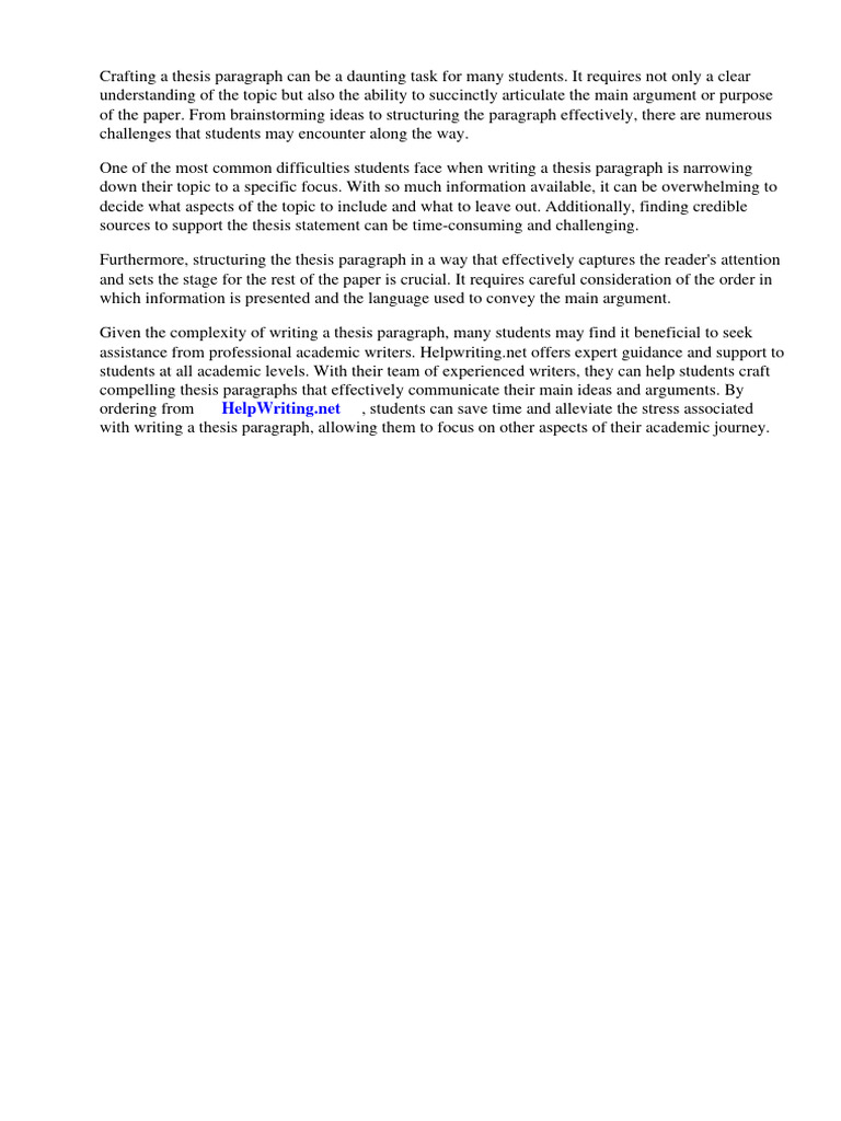 How To Write An Thesis Paragraph Pdf Essays Thesis