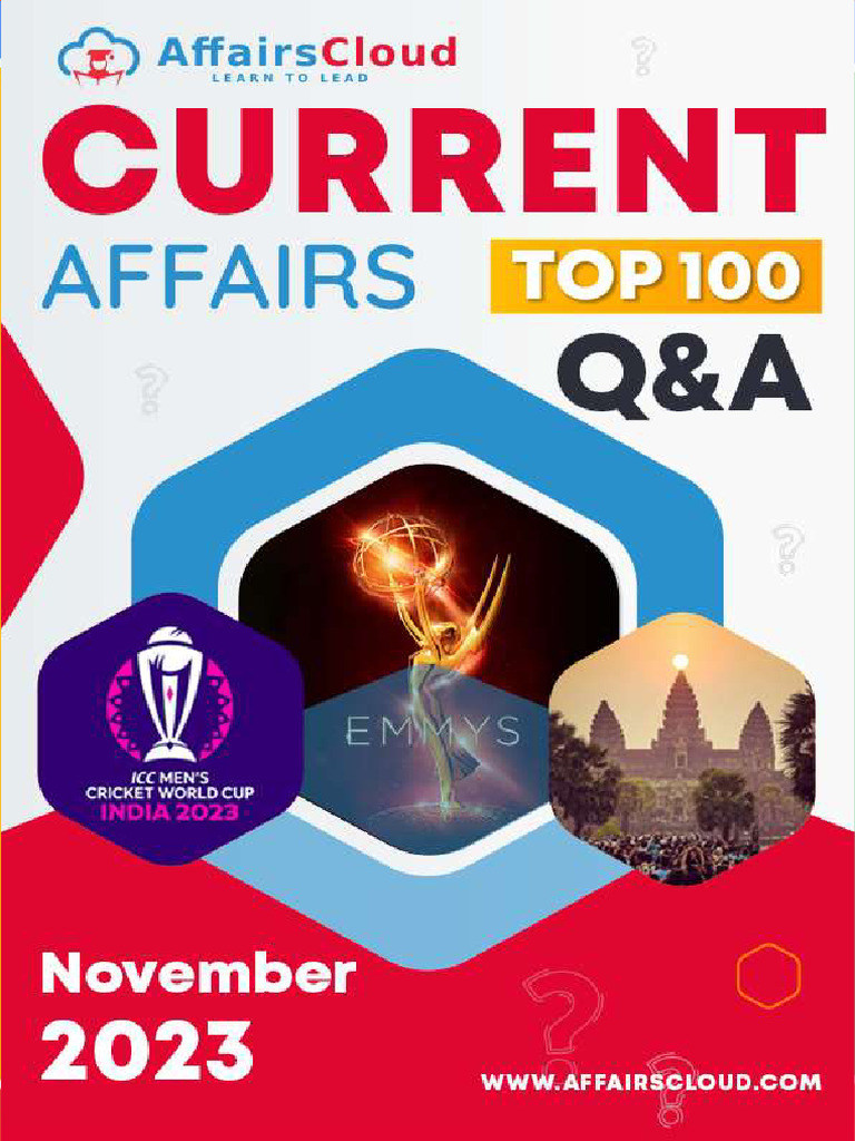 Current Affairs Top 100 Q&A PDF November 2023 by AffairsCloud New 1 ...
