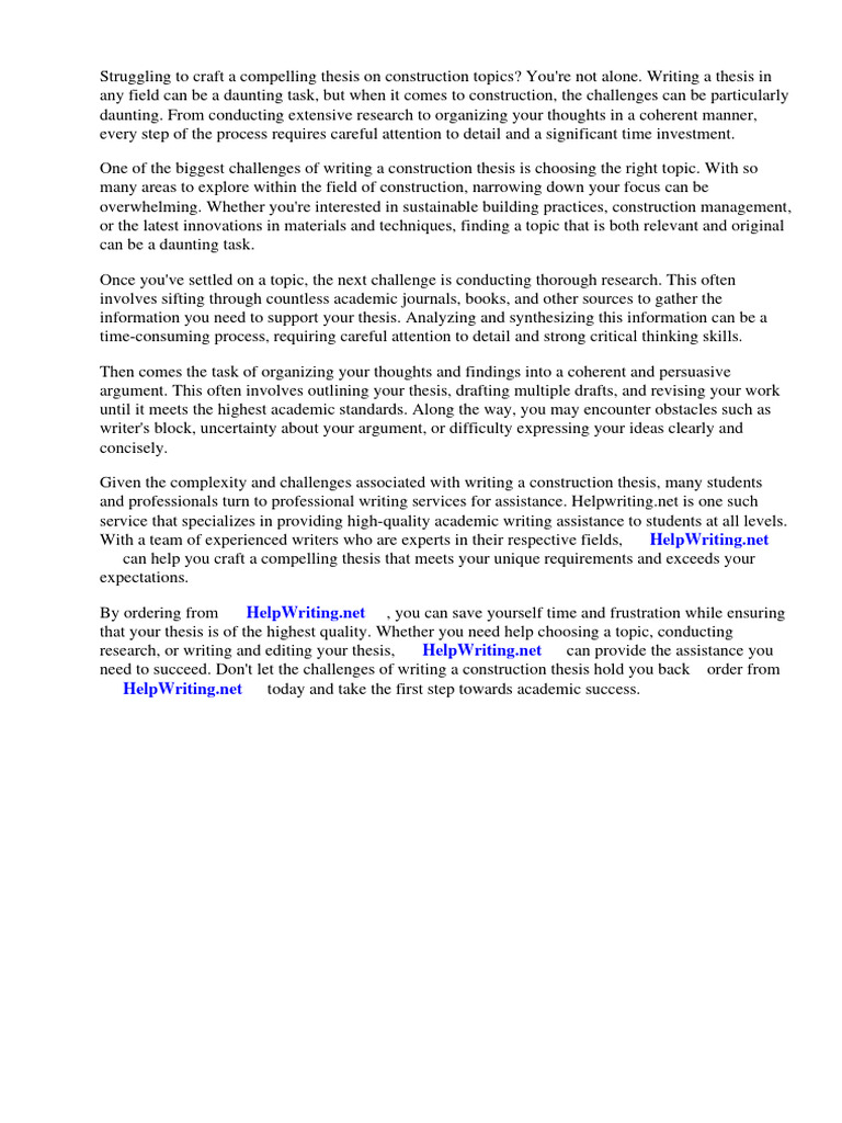 Construction Thesis Topics | PDF | Thesis | Thought