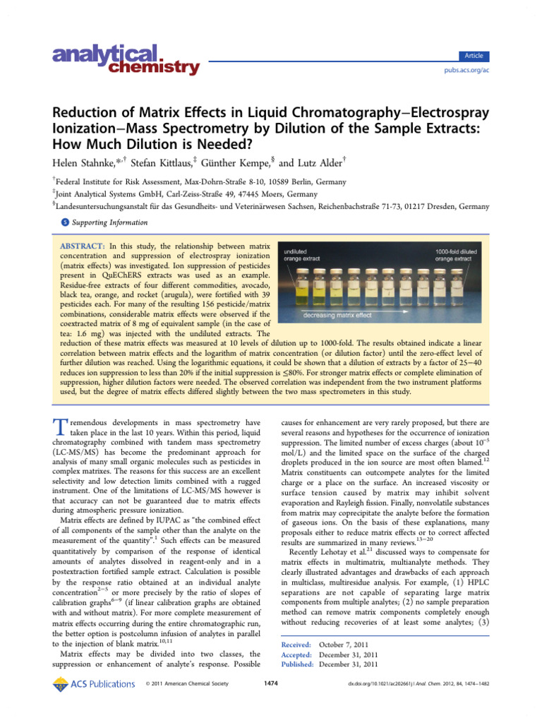 Reducing Matrix Effects in LC-MS Analysis | PDF | Mass Spectrometry ...