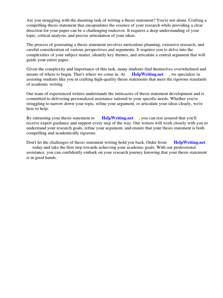 Help Generate A Thesis Statement | PDF | Career & Growth | Self-Improvement