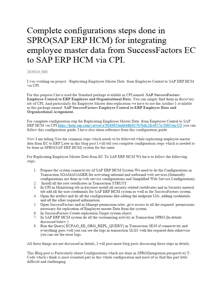 BIB Integration Complete Configurations Steps Done in SPRO | PDF ...