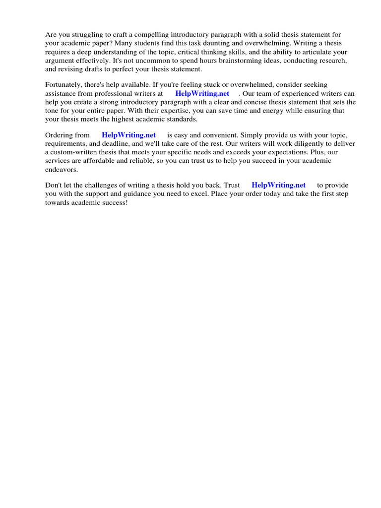 Introductory Paragraph With Thesis Statement Examples | PDF