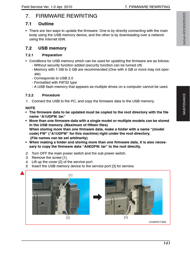 Firmware Update Guide for bizhub Models | PDF | Usb Flash Drive | Usb