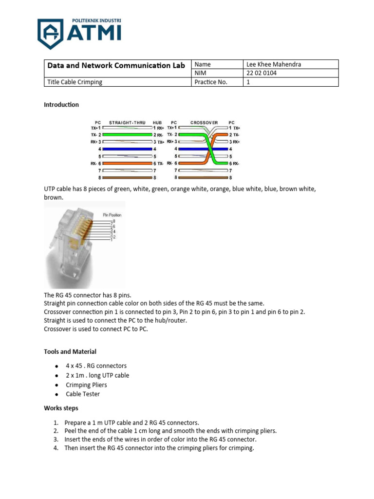 UTP Cable Crimping Guide | PDF | Electrical Connector ...