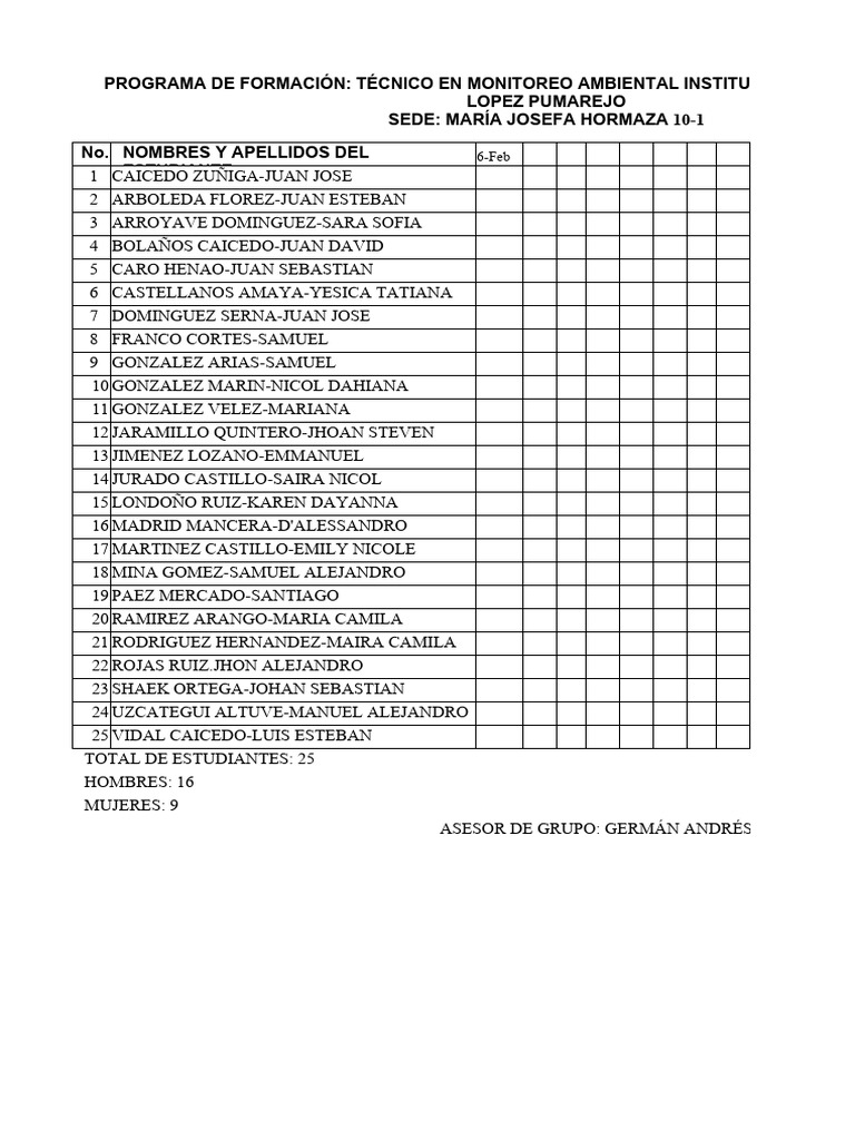 Listado de Estudiantes por Programa Educativo | PDF | Colombia