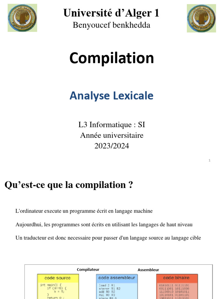 Analyse Lexicale en Compilation L3 | PDF | Compilateur | Informatique