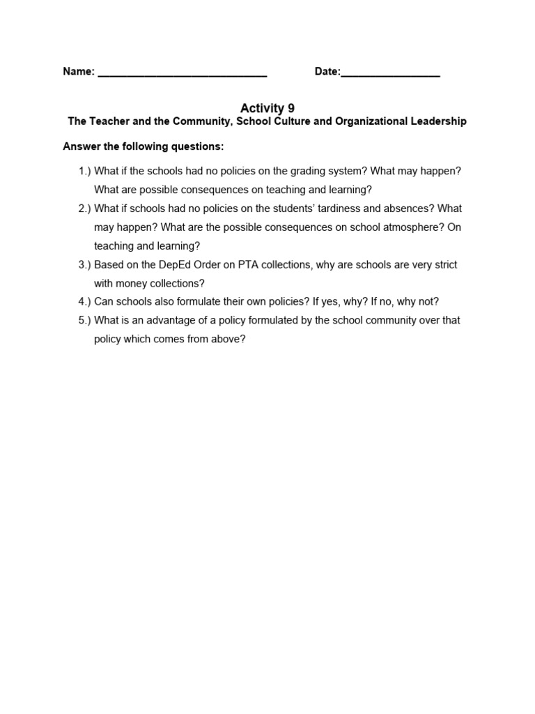 Activity 9 School Policies | PDF
