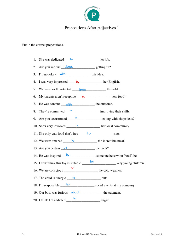 B2 Grammar: Prepositions Practice | PDF
