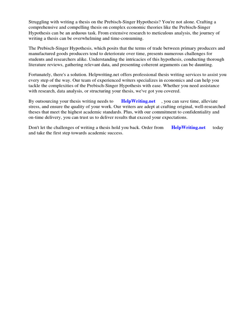 Prebisch Singer Hypothesis PDF Tariff Globalization