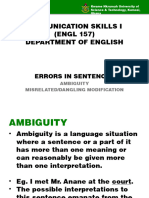 ENGL 157 - Ambiguity, Dangling and Misrelated Cons