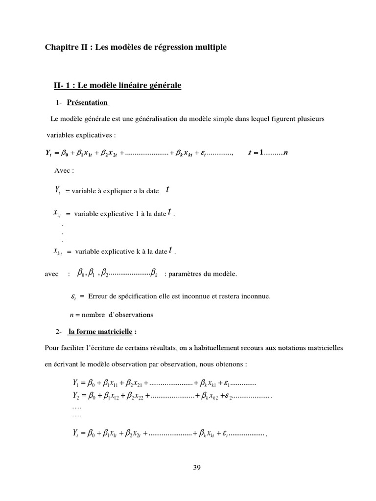 Modèle de régression multiple expliqué | PDF | Analyse de régression ...