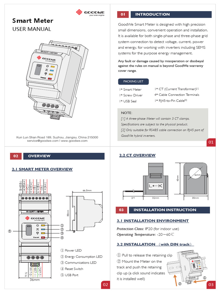 Goodwe GM3000 Smart Meter User Manual | Download Free PDF | Electrical