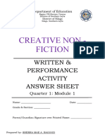 CREATIVE NON - FICTION - Module 1 Written Output & Performance 1