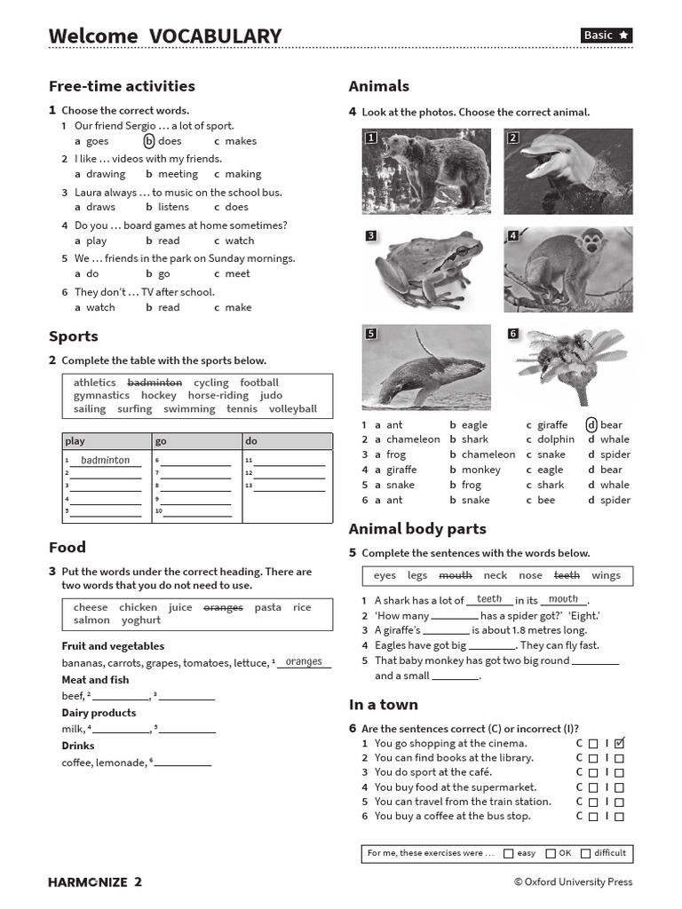 Harmonize 2 trm unit welcome worksheets pdf