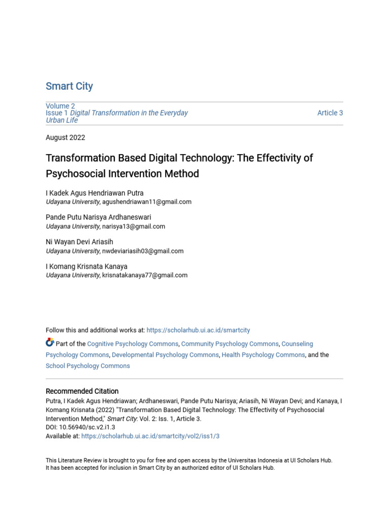 Digital Psychosocial Interventions Efficacy | PDF | Mental Disorder ...