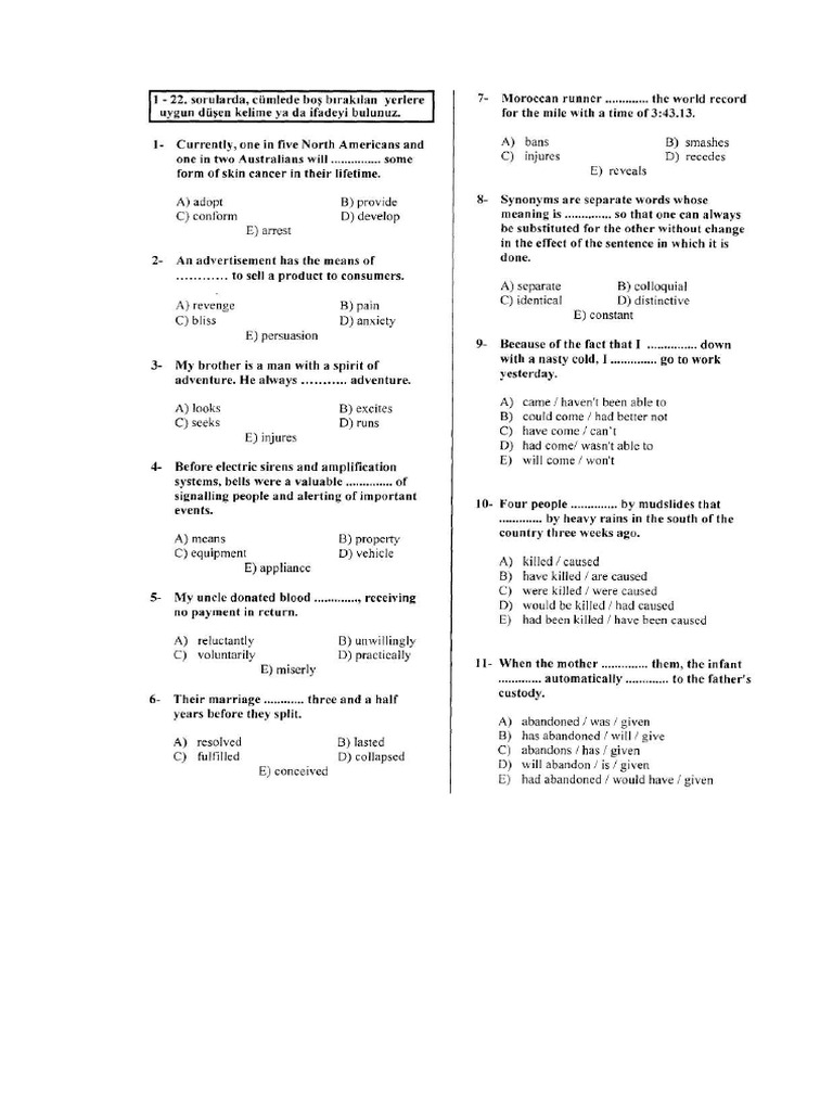 YDS Trial Test 2 | PDF