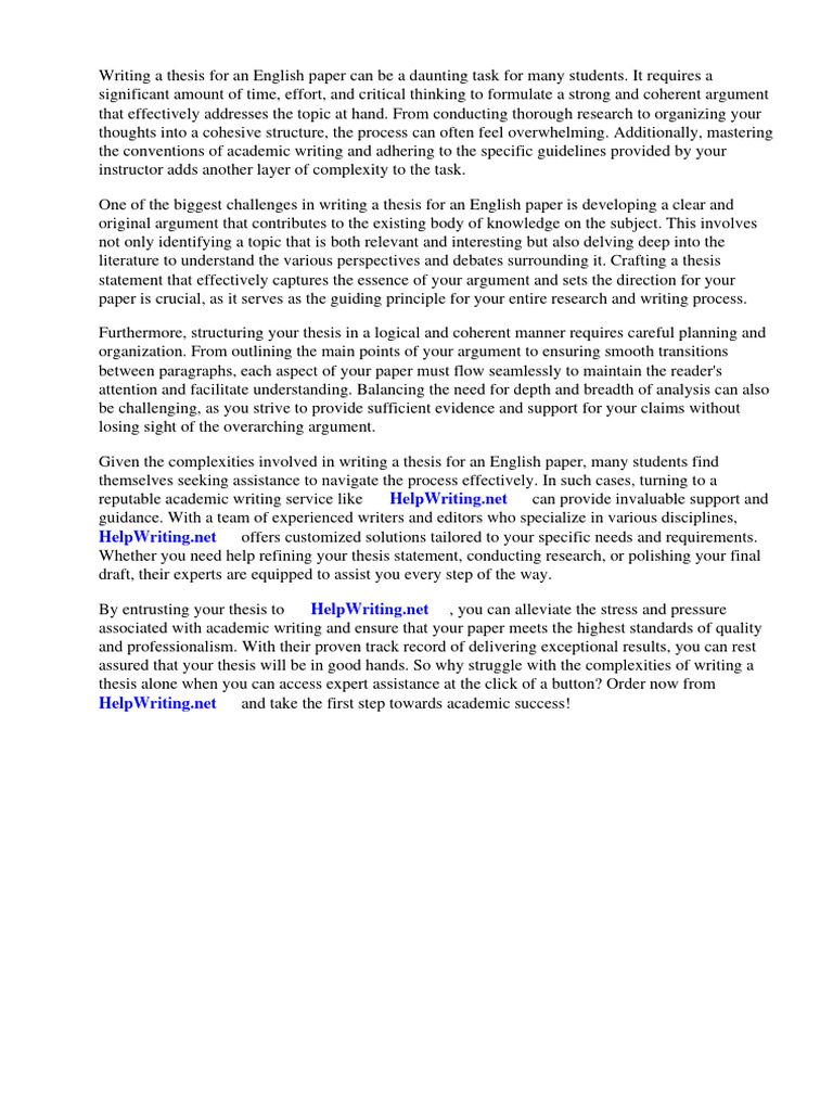 How To Write A Thesis For An English Paper | PDF | Thesis | Essays