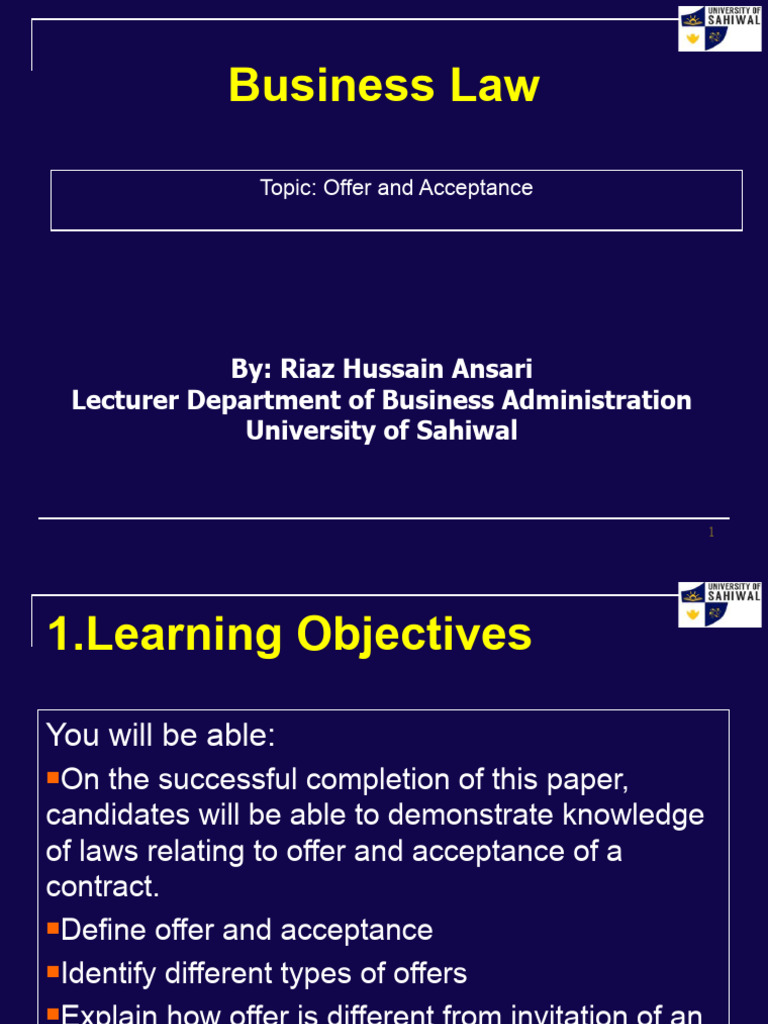 Understanding Offer and Acceptance in Contracts | PDF | Offer And ...