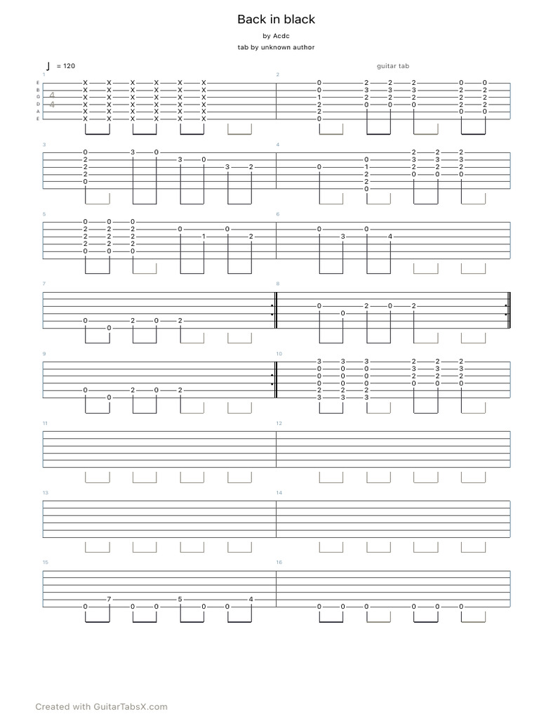 AC/DC Back in Black Guitar Tab | PDF