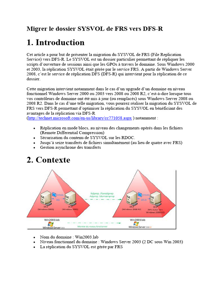 Migration SYSVOL de FRS à DFS-R | PDF | Windows Server 2008 | Microsoft ...