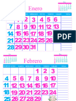 CALENDARIO CON LETRAS Rosadas y Flor