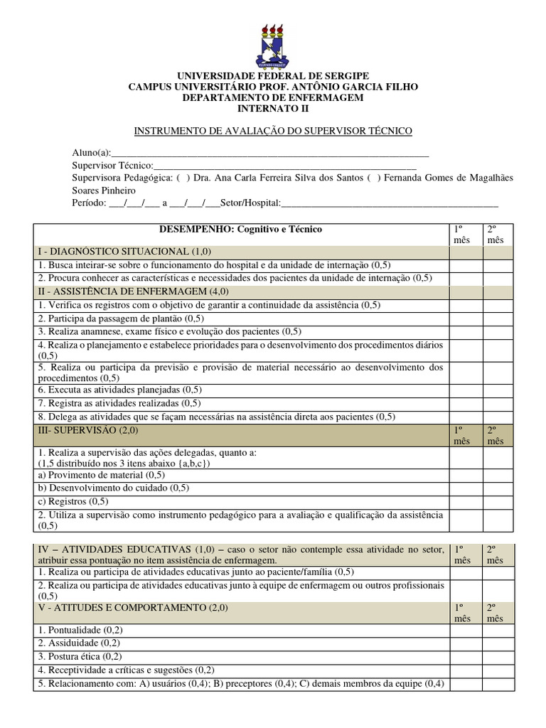 Módulo internato II e fichas de avaliação 2023 | PDF