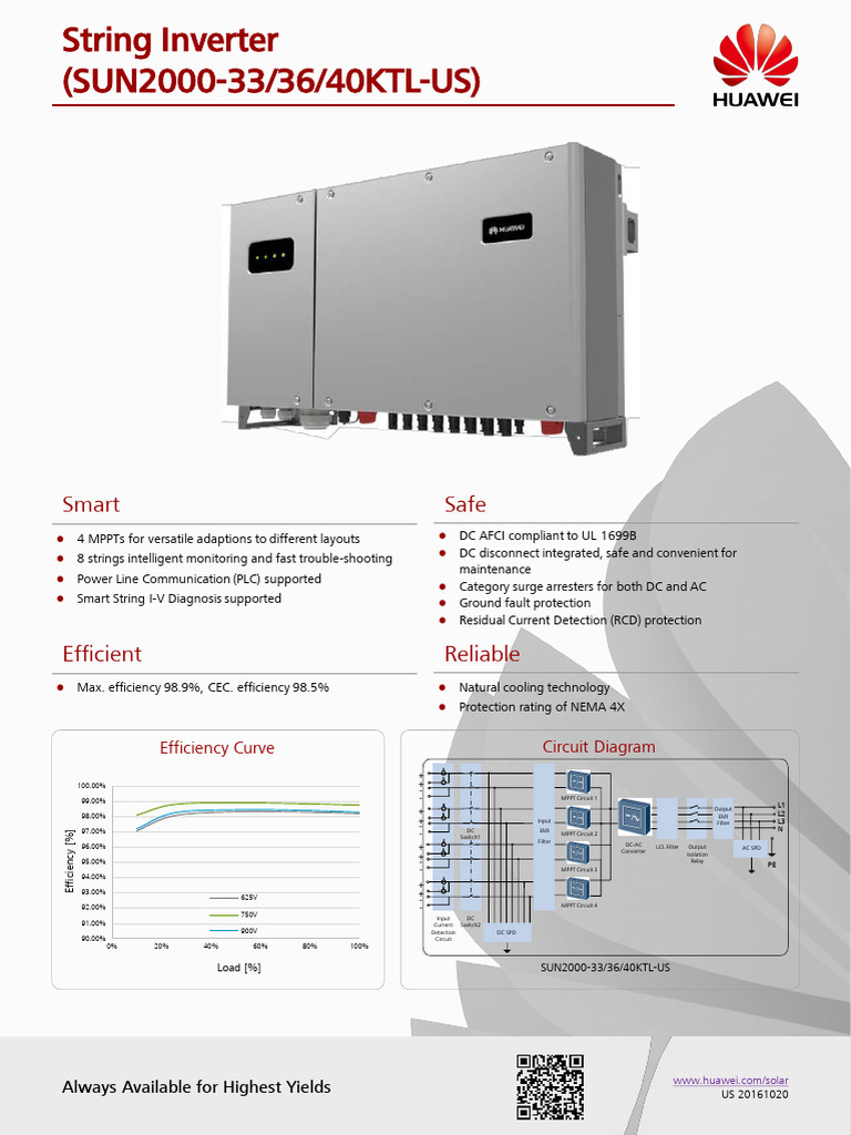 SUN2000-33KTL-US Inverter Overview | PDF | Alternating Current | Metrology