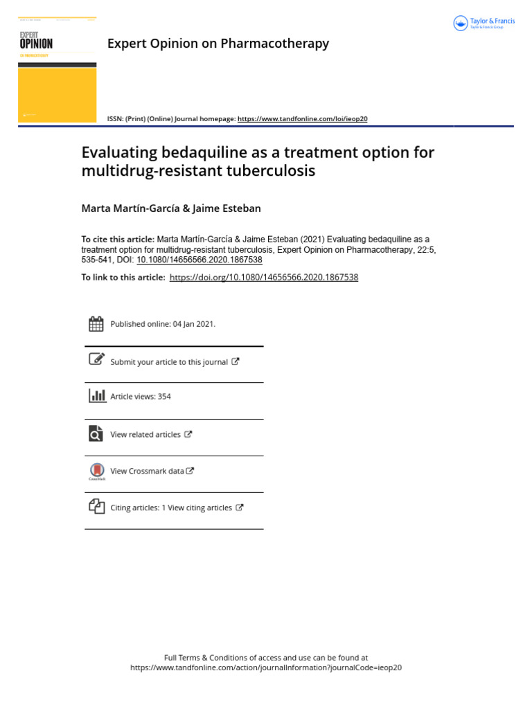 Image showcasing Evaluating Bedaquiline As A Treatment Option For Multidrug-Resistant ...