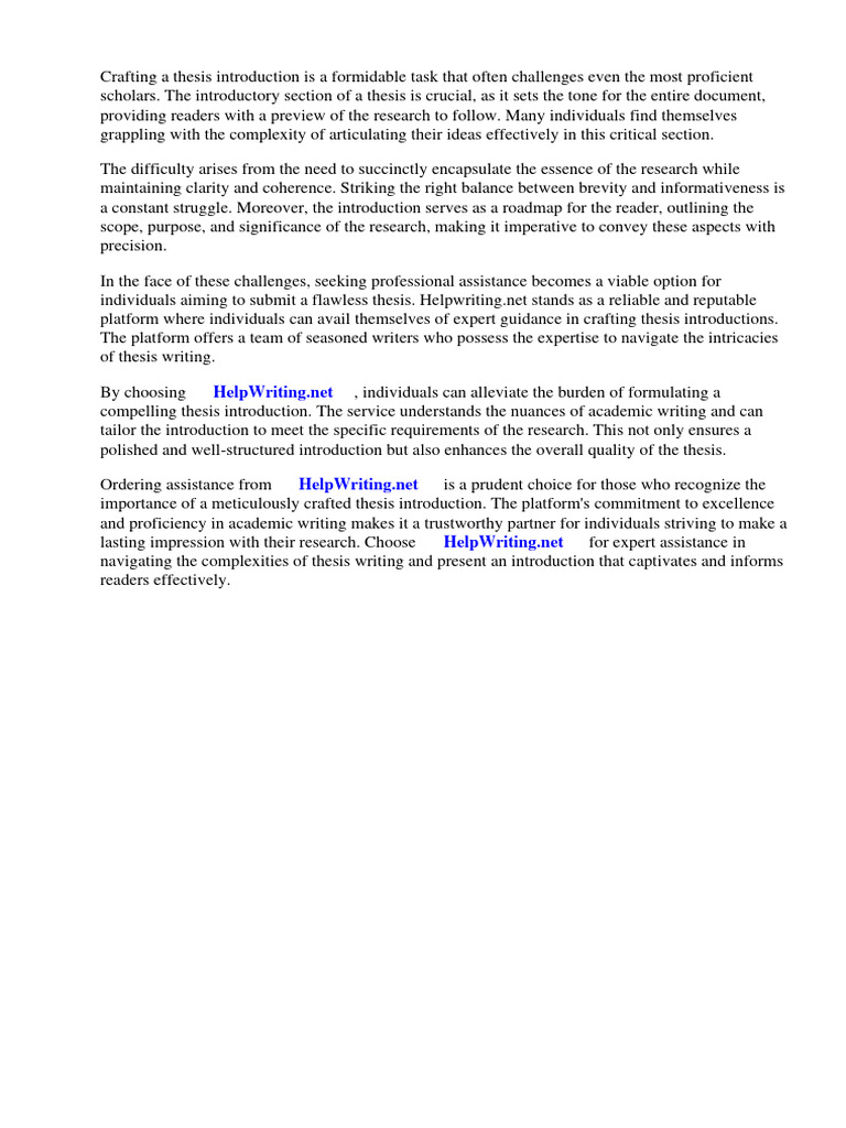 How To Write Thesis Introduction Example | Download Free PDF | Essays ...