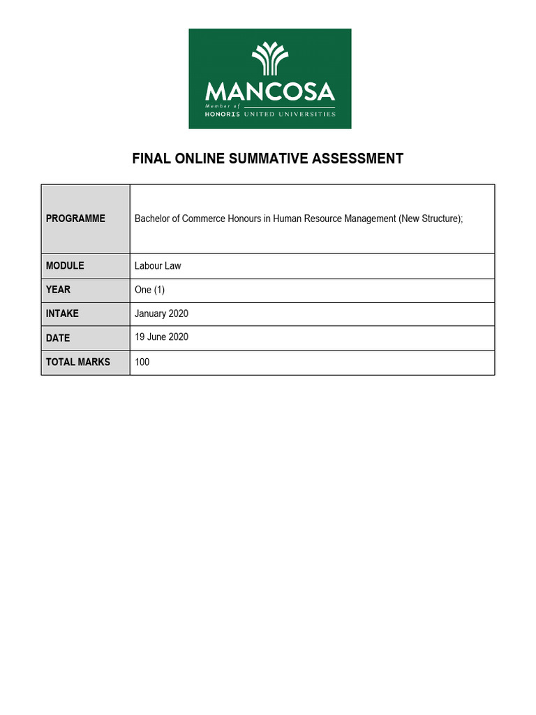 Labour Law Question Paper Pdf Employment Affirmative Action