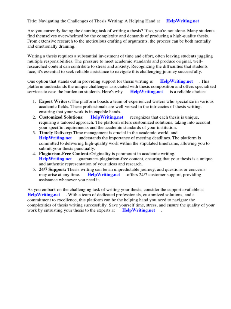 Thesis Writing Help at HelpWriting.net | PDF | Thesis | Microsoft Power ...