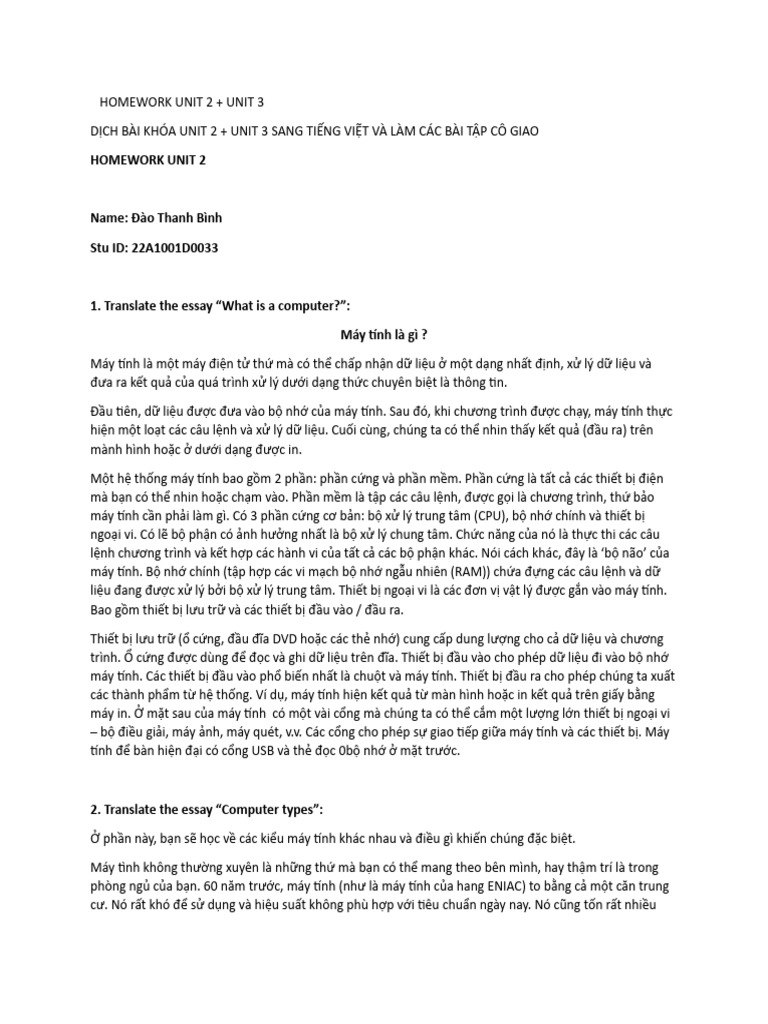 Homework Unit 2 + Unit 3 | PDF
