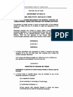 Department of Health National Health Act, Draft Regulations Regarding The General Control of Human Bodies, Tissue and Organs For Transplantation