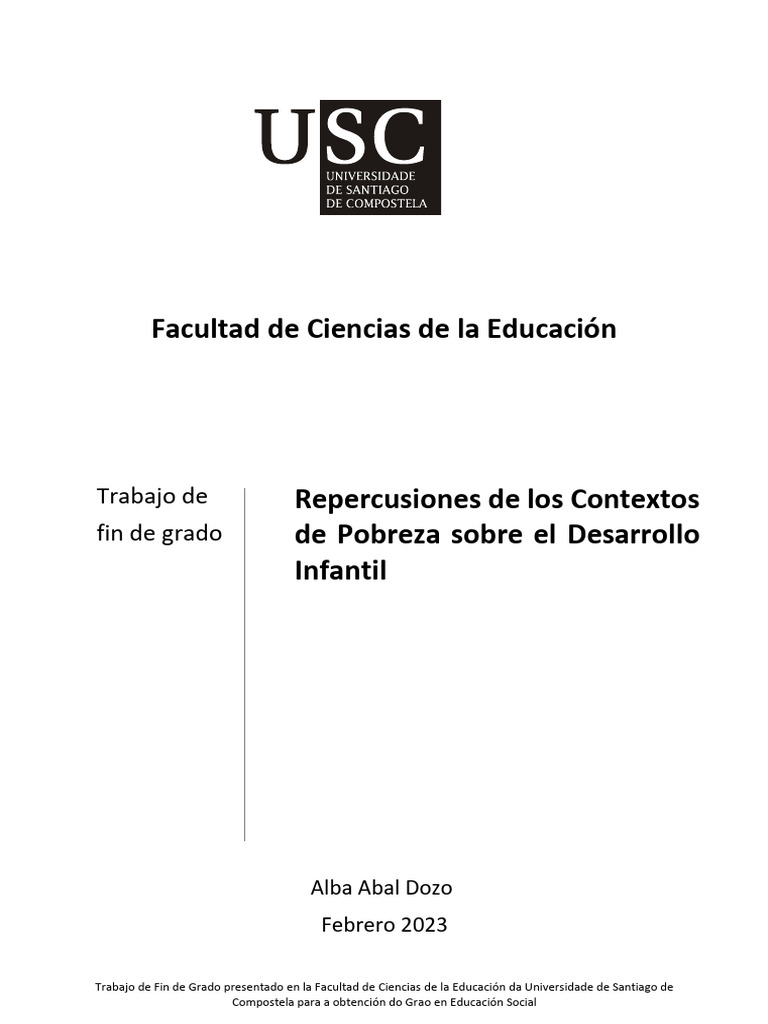 Impacto de la pobreza en el desarrollo infantil | PDF | Pobreza e ...