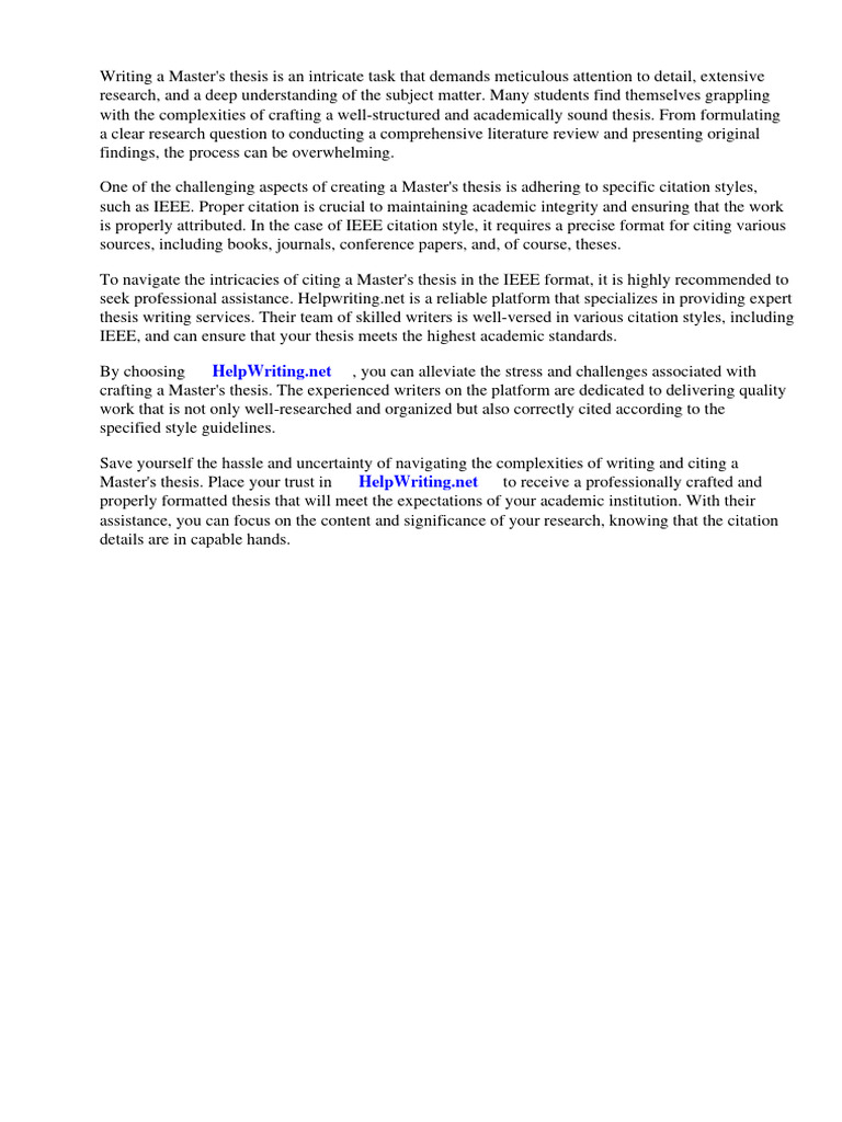 How To Cite A Masters Thesis Ieee | PDF | Citation | Thesis