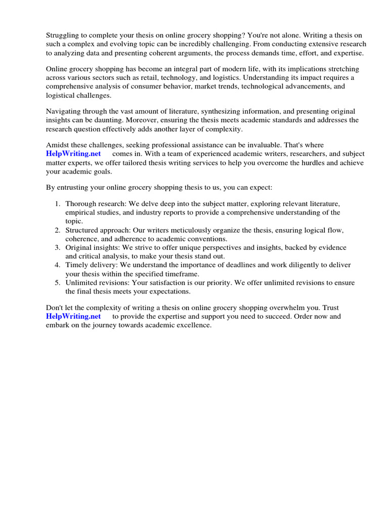 Online Grocery Shopping Thesis PDF Retail Online Shopping