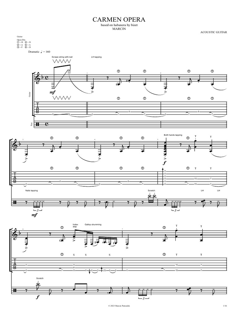Carmen Opera Guitar Arrangement | PDF | Necked Lutes | String Instruments